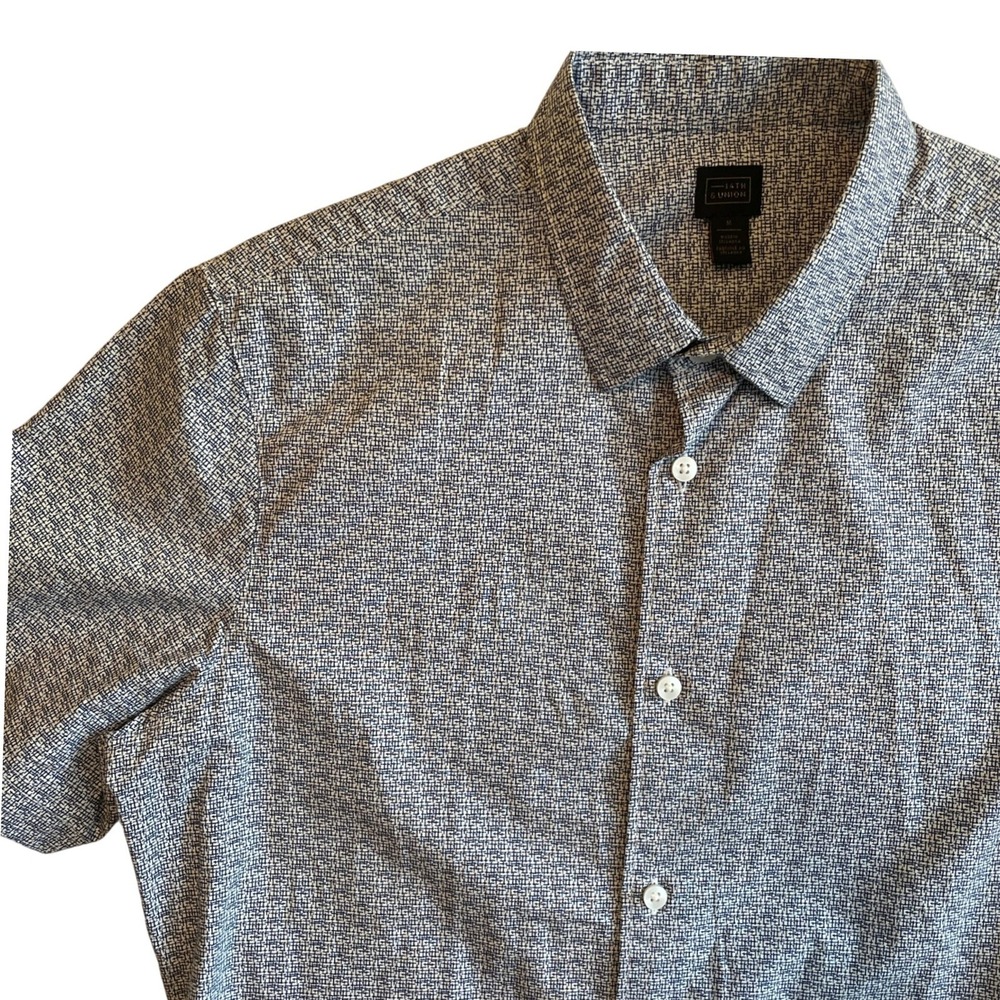 14th & Union Men's Short Sleeve Button Down Shirt Geometric Print - Size M